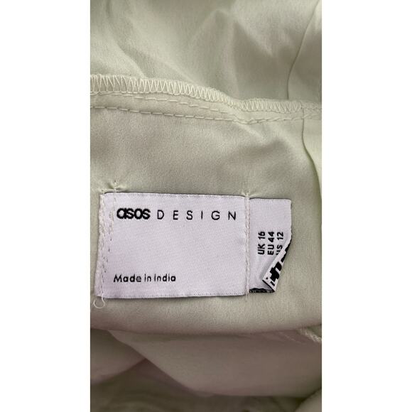 ASOS Embroidered Flutter Sleeve Maxi Dress Frill Hem Light Green Womens Size 12 - Picture 15 of 16